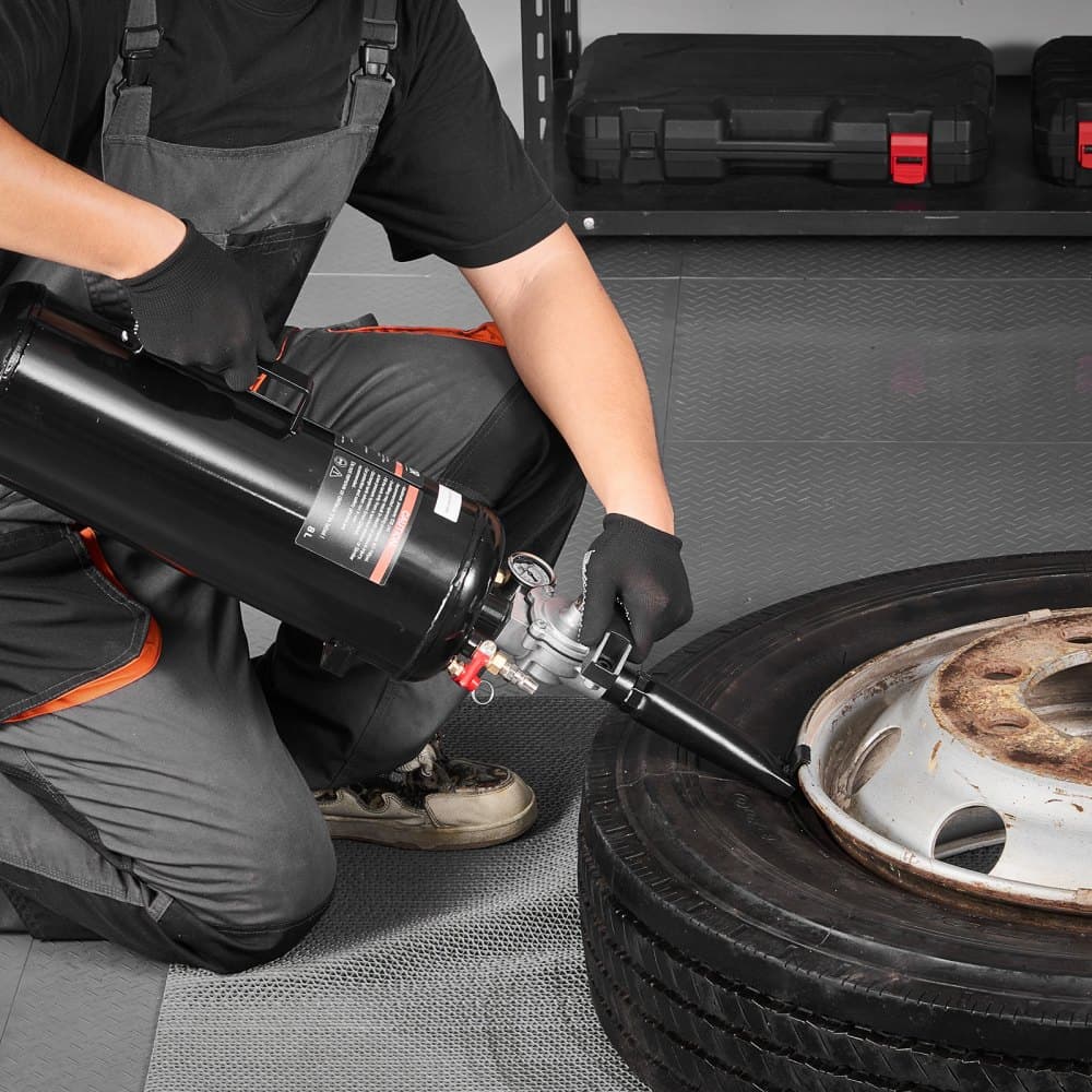 Přenosný čistič patek pneumatik, vzduchová tryska na patky pneumatik o objemu 8 l, ruční huštění pneumatik, provozní tlak 87-116 PSI, huštění se spouštěcím sedadlem pro automobily, kompaktní SUV, lehké nákladní vozy, elektrokola, obytné vozy, čtyřkolky