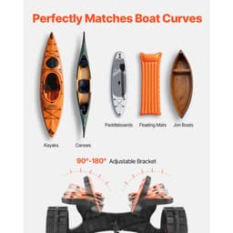 Kajakový vozík, nosnost 136,1 kg, skládací kajakový vozík s 25,4 cm plnými gumovými pneumatikami a 1 ráčnovým popruhem, vozík na paddleboardy pro přepravu kajaků, kánoí, paddleboardů, plovoucích podložek a lodí Jon Boats - miniatura 9
