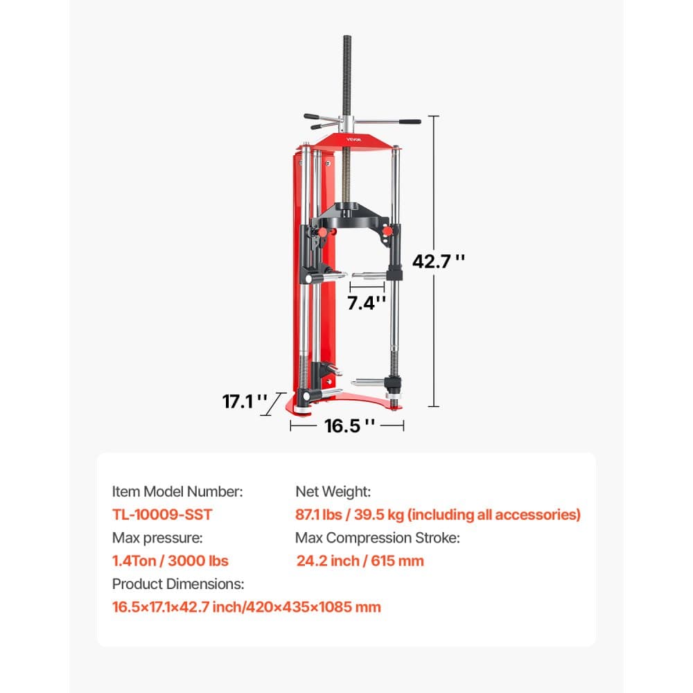 Stahovač pružin tlumičů, 4stupňové nastavení, stahovač pružin s všestrannými možnostmi montáže a víceúčelovými háky pro stlačování vinutých pružin do 1366 kg, vhodný pro SUV, nákladní vozy a pickupy