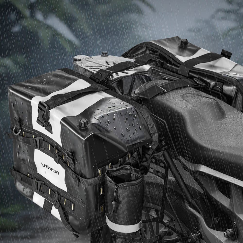 Brašna na motocykl, 56 l (28 l x 2), boční brašna na sedlo s velkou kapacitou, kompatibilní s většinou motocyklů, nepromokavá tkanina, úložný prostor pro outdoorové sporty a motocyklové zavazadla s odnímatelnou vnitřní taškou, černá