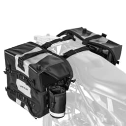 Brašna na motocykl, 56 l (28 l x 2), boční brašna na sedlo s velkou kapacitou, kompatibilní s většinou motocyklů, nepromokavá tkanina, úložný prostor pro outdoorové sporty a motocyklové zavazadla s odnímatelnou vnitřní taškou, černá - miniatura 2