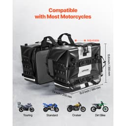 Brašna na motocykl, 56 l (28 l x 2), boční brašna na sedlo s velkou kapacitou, kompatibilní s většinou motocyklů, nepromokavá tkanina, úložný prostor pro outdoorové sporty a motocyklové zavazadla s odnímatelnou vnitřní taškou, černá - miniatura 6