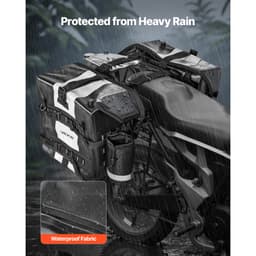 Brašna na motocykl, 56 l (28 l x 2), boční brašna na sedlo s velkou kapacitou, kompatibilní s většinou motocyklů, nepromokavá tkanina, úložný prostor pro outdoorové sporty a motocyklové zavazadla s odnímatelnou vnitřní taškou, černá - miniatura 9