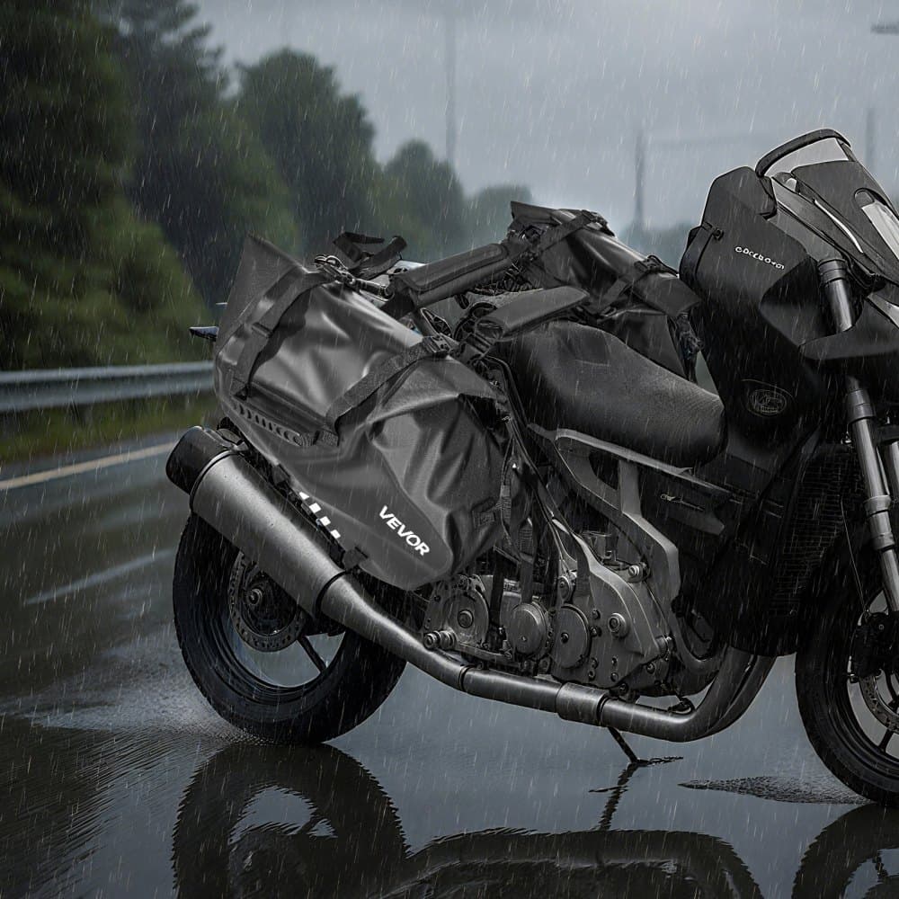 Motocyklové podsedlové brašny, 28 l (14 l x 2) boční podsedlové brašny s velkou kapacitou kompatibilní s většinou motocyklů, vodotěsné outdoorové sportovní motocyklové úložné ramenní tašky s popruhem na spodní straně, černé