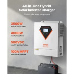 Hybridní solární invertor, 3500 W, univerzální nabíječka s čistě sinusovým proudem, 24 V DC na 220/230 V AC, s vestavěným WIFI 100A MPPT solárním regulátorem, pro olověné a lithiové baterie mimo síť - miniatura 6