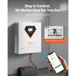 Hybridní solární invertor, 3500 W, univerzální nabíječka s čistě sinusovým proudem, 24 V DC na 220/230 V AC, s vestavěným WIFI 100A MPPT solárním regulátorem, pro olověné a lithiové baterie mimo síť - miniatura 8
