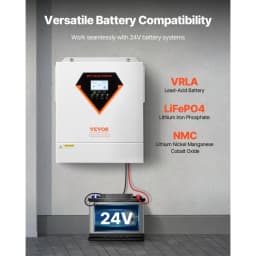 Hybridní solární invertor, 3500 W, univerzální nabíječka s čistě sinusovým proudem, 24 V DC na 220/230 V AC, s vestavěným WIFI 100A MPPT solárním regulátorem, pro olověné a lithiové baterie mimo síť - miniatura 9