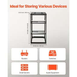 20U síťový rack s otevřeným rámem, hloubka 585 mm, nástěnný nebo stojící serverový rack, odolný 4sloupkový, s odvětrávanými policemi a montážním materiálem, pojme veškeré vaše síťové IT vybavení, AV zařízení. - miniatura 8