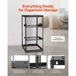 20U síťový rack s otevřeným rámem, hloubka 585 mm, nástěnný nebo stojící serverový rack, odolný 4sloupkový, s odvětrávanými policemi a montážním materiálem, pojme veškeré vaše síťové IT vybavení, AV zařízení. - miniatura 9