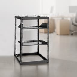 16U síťový rack s otevřeným rámem, hloubka 585 mm, nástěnný nebo stojící serverový rack, odolný 4sloupkový, s odvětrávanými policemi a montážním materiálem, pojme veškeré vaše síťové IT vybavení, AV vybavení. - miniatura 1