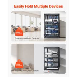 16U síťový rack s otevřeným rámem, hloubka 585 mm, nástěnný nebo stojící serverový rack, odolný 4sloupkový, s odvětrávanými policemi a montážním materiálem, pojme veškeré vaše síťové IT vybavení, AV vybavení. - miniatura 6
