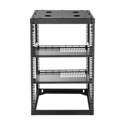 16U síťový rack s otevřeným rámem, hloubka 585 mm, nástěnný nebo stojící serverový rack, odolný 4sloupkový, s odvětrávanými policemi a montážním materiálem, pojme veškeré vaše síťové IT vybavení, AV vybavení. - miniatura 12