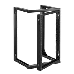 Nástěnný serverový rack 15U, maximální nosnost 68,04 kg, síťový rack s otevřeným rámem a otočnými dveřmi o 180 stupňů, uhlíková ocel, ideální pro IT síťová zařízení a AV zařízení, počítačový server, černý - miniatura 2