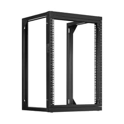 Nástěnný serverový rack 15U, maximální nosnost 68,04 kg, síťový rack s otevřeným rámem a otočnými dveřmi o 180 stupňů, uhlíková ocel, ideální pro IT síťová zařízení a AV zařízení, počítačový server, černý - miniatura 3