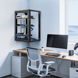 Nástěnný serverový rack 15U, maximální nosnost 68,04 kg, síťový rack s otevřeným rámem a otočnými dveřmi o 180 stupňů, uhlíková ocel, ideální pro IT síťová zařízení a AV zařízení, počítačový server, černý - miniatura 1