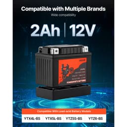 Motocyklová baterie, 12 V 2 Ah, LiFePO4 lithiová přednabíjená baterie Powersports, bezúdržbová a vysoce výkonná, kompatibilní se čtyřkolkami, motocykly, vodními skútry, skútry, UTV a dalšími - miniatura 6