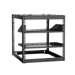 10U síťový rack s otevřeným rámem, hloubka 585 mm, nástěnný nebo stojící serverový rack, odolný 4sloupkový, s odvětrávanými policemi a montážním materiálem, pojme veškeré vaše síťové IT vybavení, AV vybavení. - miniatura 2