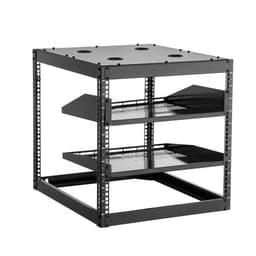 10U síťový rack s otevřeným rámem, hloubka 585 mm, nástěnný nebo stojící serverový rack, odolný 4sloupkový, s odvětrávanými policemi a montážním materiálem, pojme veškeré vaše síťové IT vybavení, AV vybavení. - miniatura 4