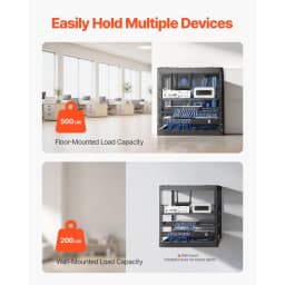 10U síťový rack s otevřeným rámem, hloubka 585 mm, nástěnný nebo stojící serverový rack, odolný 4sloupkový, s odvětrávanými policemi a montážním materiálem, pojme veškeré vaše síťové IT vybavení, AV vybavení. - miniatura 6