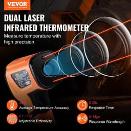 Infračervený teploměr, -40~2732°F, duální laserová teplotní pistole, bezkontaktní, ruční infračervená tepelná pistole s nastavitelnou emisivitou pro tavení kovů/vaření/pečení na pizzu/motor (není určeno pro lidi) - miniatura 6