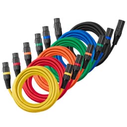 XLR kabel 4,57 m, balení 6 kusů, stíněné, vyvážené DMX mikrofonní kabely (samec-samice), pozlacené 3pinové XLR mikrofonní a reproduktorové kabely, pro pódiové osvětlení, mikrofony, zesilovače, mixéry, reproduktorové systémy - miniatura 3