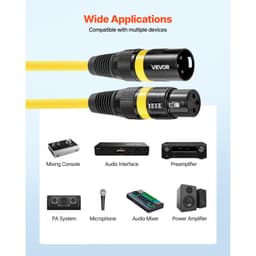 XLR kabel 4,57 m, balení 6 kusů, stíněné, vyvážené DMX mikrofonní kabely (samec-samice), pozlacené 3pinové XLR mikrofonní a reproduktorové kabely, pro pódiové osvětlení, mikrofony, zesilovače, mixéry, reproduktorové systémy - miniatura 10
