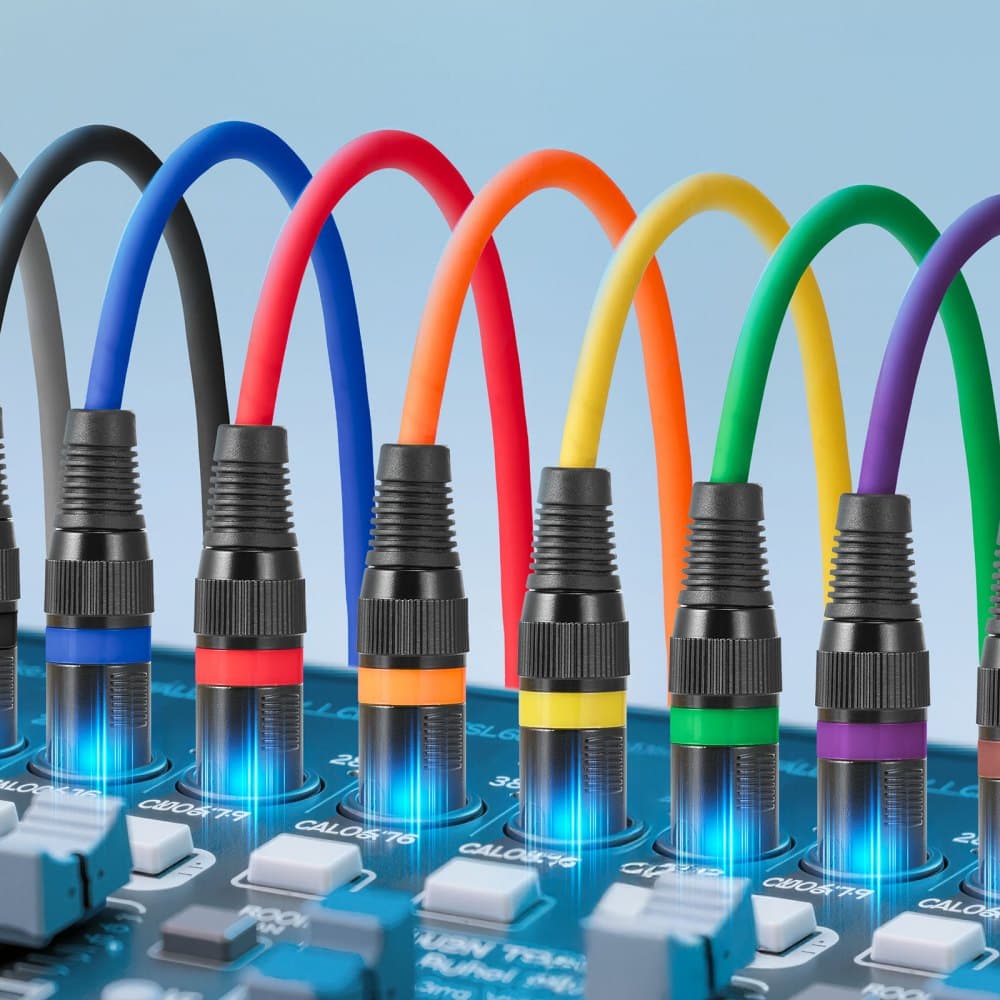 XLR kabel 1 m, balení 10 kusů, stíněné, vyvážené DMX mikrofonní kabely (samec-samice), pozlacené 3pinové XLR mikrofonní a reproduktorové kabely, pro pódiové osvětlení, mikrofony, zesilovače, mixéry, reproduktorové systémy