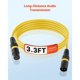 XLR kabel 1 m, balení 10 kusů, stíněné, vyvážené DMX mikrofonní kabely (samec-samice), pozlacené 3pinové XLR mikrofonní a reproduktorové kabely, pro pódiové osvětlení, mikrofony, zesilovače, mixéry, reproduktorové systémy - miniatura 9