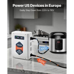 Snižující měnič napětí, 3000VA, Vysoce výkonný měnič napětí, transformátor 220V na 110V, se 2 americkými zásuvkami, USB výstup, LCD displej, teplotní ochrana, pro spotřebiče 110V - miniatura 9