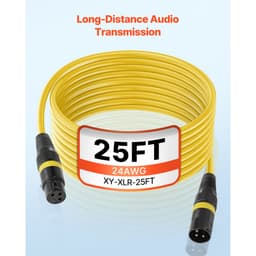 XLR kabel 7,62 m, balení 4 kusů, stíněné, vyvážené DMX mikrofonní kabely (samec-samice), pozlacené 3pinové XLR mikrofonní a reproduktorové kabely, pro pódiové osvětlení, mikrofony, zesilovače, mixéry, reproduktorové systémy - miniatura 9