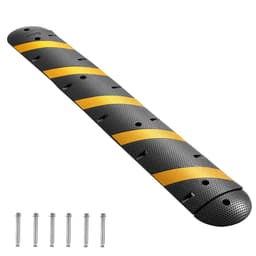 Gumový zpomalovací prah 1830 mm, 2 kanály, těžký zpomalovací prah pro silniční dopravu, nosnost 9 979 kg/nápravu, nájezd s ochranou kabelů s rozpínacími šrouby, pro asfaltový betonový štěrkový příjezd, 1 balení - miniatura 2