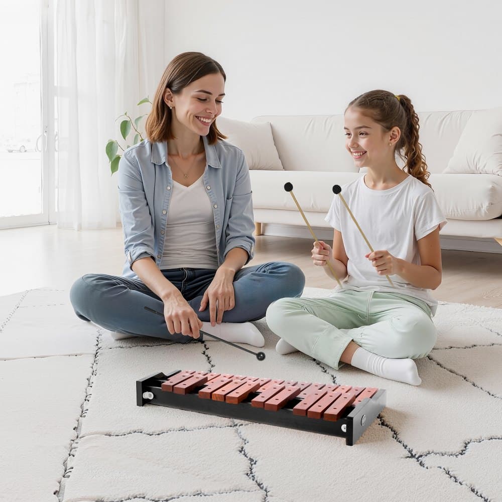 Xylofon zvonkohra, 25 not, dřevěný profesionální bicí nástroj xylofon, se 4 paličkami, přepravní taška, sada hudebních nástrojů zvonkohra pro začátečníky, dospělé a děti, studenty