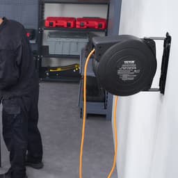 Prodlužovací kabel s navíjecím kabelem, 19 m, 1000W, odolný navíjecí kabel s přívodním kabelem o délce 1 m, ochrana proti přehřátí, PP pouzdro, otočný držák o 180° pro montáž na strop nebo na zeď - miniatura 1