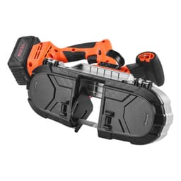 Přenosná pásová pila 20 V, hloubka řezu 65 x 65 mm, AC 220 V, 360 W pásová pila s bezkartáčovým motorem, baterie 4,0 Ah, akumulátorová a kompaktní přenosná pásová pila, variabilní rychlost 0–192 m/min, pro řezání kovu a dřeva - miniatura 4