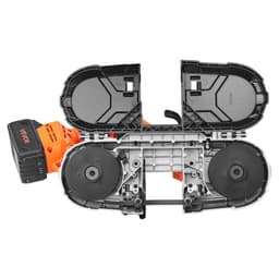 Přenosná pásová pila 20 V, hloubka řezu 65 x 65 mm, AC 220 V, 360 W pásová pila s bezkartáčovým motorem, baterie 4,0 Ah, akumulátorová a kompaktní přenosná pásová pila, variabilní rychlost 0–192 m/min, pro řezání kovu a dřeva - miniatura 3