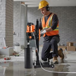 Diamantová jádrová vrtačka, průměr vrtání 20–254 mm, stojanová vrtací souprava pro suché i mokré vrtání do betonu s 10 bity, 535/920 ot./min., 2 rychlosti, závit UNC1 1/4–7, pro beton, cihly, kámen, 2500 W - miniatura 1