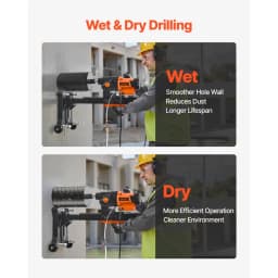 Diamantová jádrová vrtačka, průměr vrtání 20–254 mm, stojanová vrtací souprava pro suché i mokré vrtání do betonu s 10 bity, 535/920 ot./min., 2 rychlosti, závit UNC1 1/4–7, pro beton, cihly, kámen, 2500 W - miniatura 7