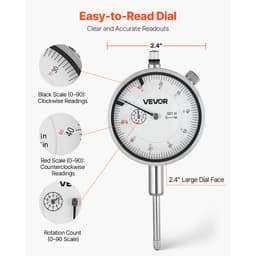 Úchylkoměr s kovovou základnou, přesnost 0,03 mm, rozsah 0–25,4 mm, snadno čitelný velký ciferník, profesionální pro měření v úzkých oblastech, průmyslové obrábění a kontrolu, přesné testování - miniatura 9