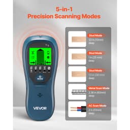 Detektor stěnových trámů, 5 v 1, elektronický detektor stěnových trámů s inteligentním senzorem, LCD displejem s vysokým rozlišením a zvukovým alarmem, pro střed a okraj kovu, AC dráty, trámy, trubky, modrý - miniatura 6