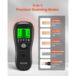 Detektor stěnových trámů, 5 v 1, elektronický detektor stěnových trámů s inteligentním senzorem, LCD displejem s vysokým rozlišením a zvukovým alarmem, pro střed a okraj kovu, AC dráty, trámy, trubky, černý - miniatura 6