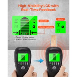 Detektor stěnových trámů, 5 v 1, elektronický detektor stěnových trámů s inteligentním senzorem, LCD displejem s vysokým rozlišením a zvukovým alarmem, pro střed a okraj kovu, AC dráty, trámy, trubky, černý - miniatura 8