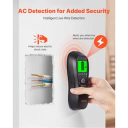 Detektor stěnových trámů, 5 v 1, elektronický detektor stěnových trámů s inteligentním senzorem, LCD displejem s vysokým rozlišením a zvukovým alarmem, pro střed a okraj kovu, AC dráty, trámy, trubky, černý - miniatura 9