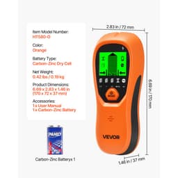 Detektor stěnových trámů, 5 v 1, elektronický detektor stěnových trámů s inteligentním senzorem, LCD displejem s vysokým rozlišením a zvukovým alarmem, pro střed a okraj kovu, AC dráty, trámy, trubky, oranžová - miniatura 11
