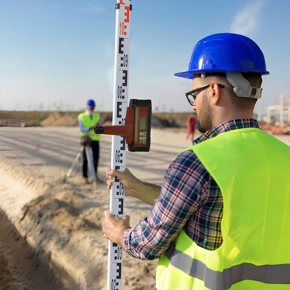 Hliníková tyč, metrická teleskopická měřicí tyč 5M, oboustranná stupnice v CM/MM nivelační tyč, hliníková slitina geodetická tyč s vodováhou a přepravní taškou pro měření domů, stěn, podlah
