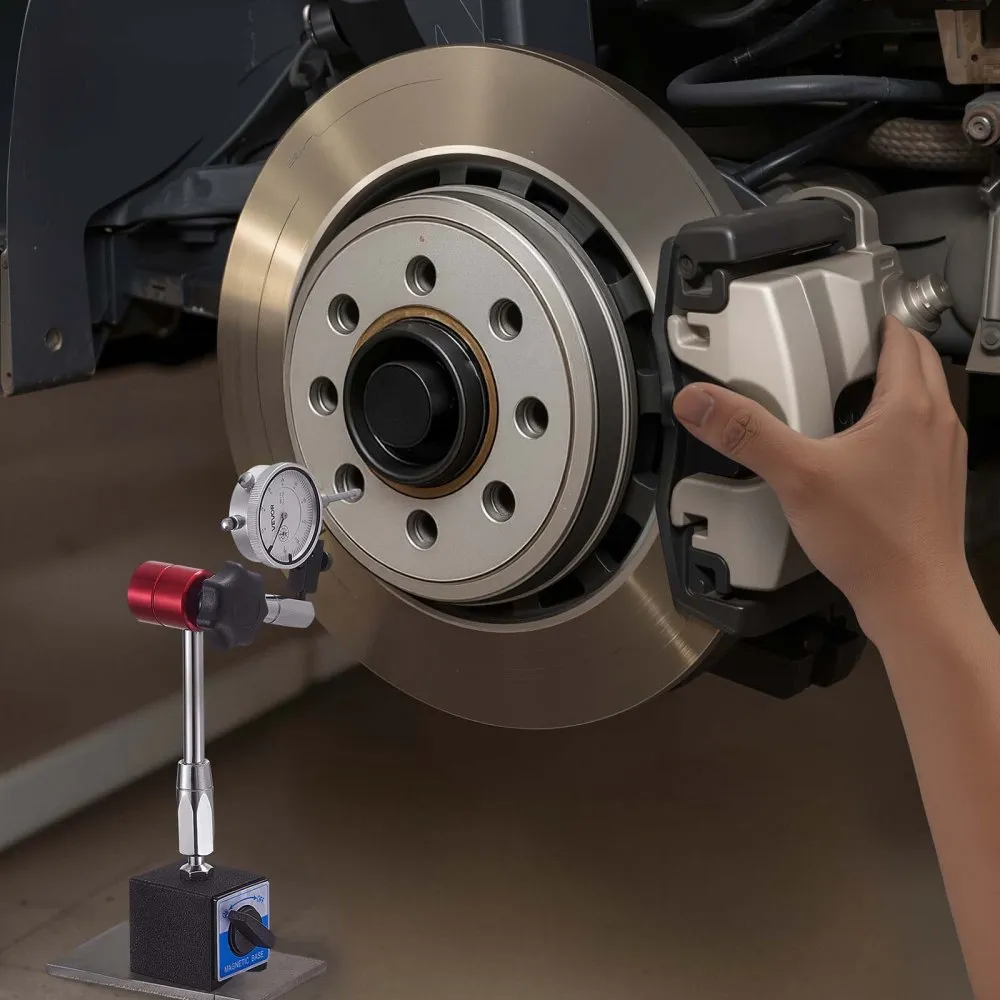 Úchylkoměr s magnetickým flexibilním stojanem, přesnost 0,03 mm, rozsah 0–25,4 mm, jemně nastavitelné dlouhé rameno, profesionální pro nastavení stroje, měření v úzkých oblastech, snadné odečítání