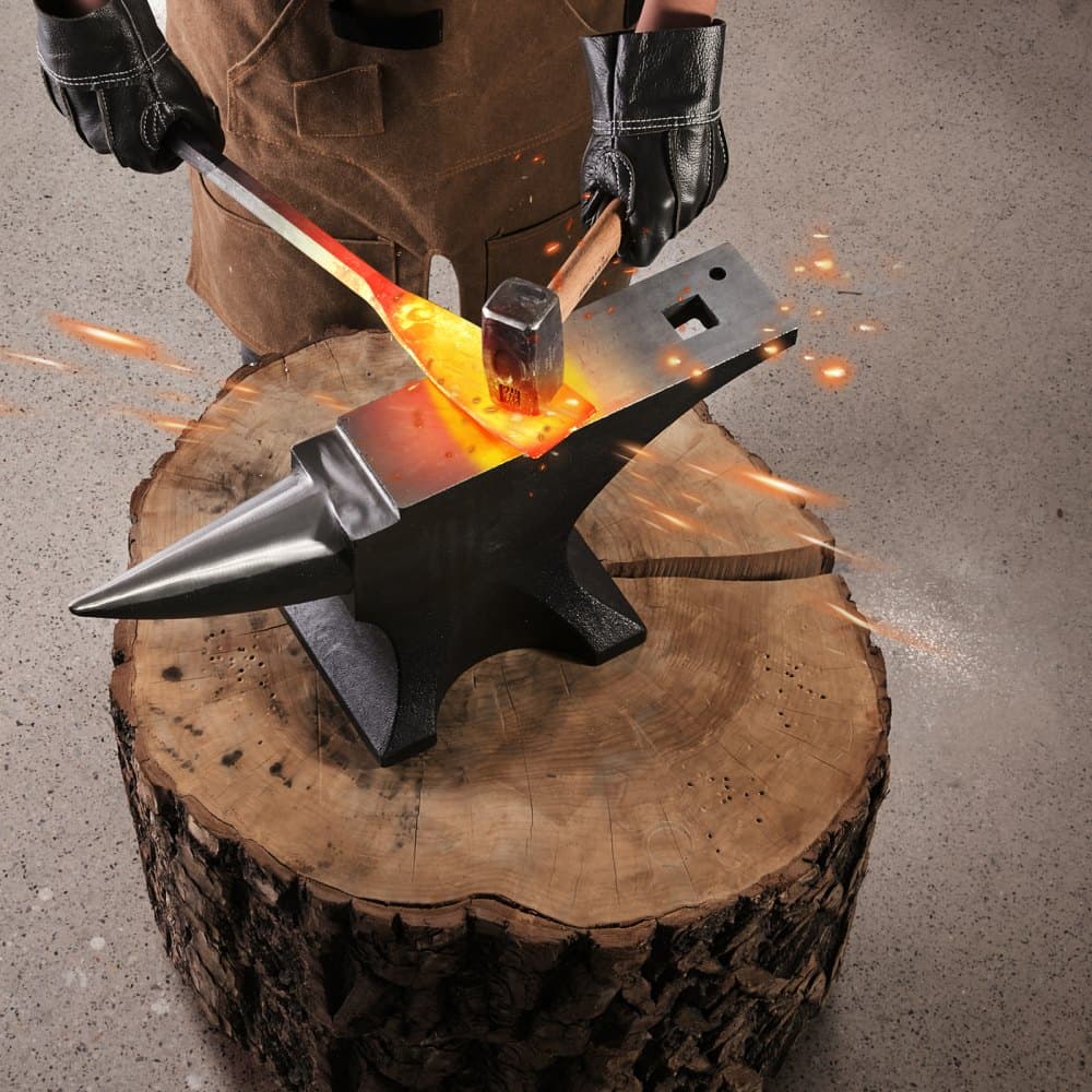 Jednorohová kovadlina, kovadlina z lité oceli o hmotnosti 110 liber, vysoce tvrdá robustní kulatá kovadlina z rohu pro kováře, s velkou pracovní deskou a stabilní základnou, nástroj pro ohýbání, tvarování a kroucení kovů