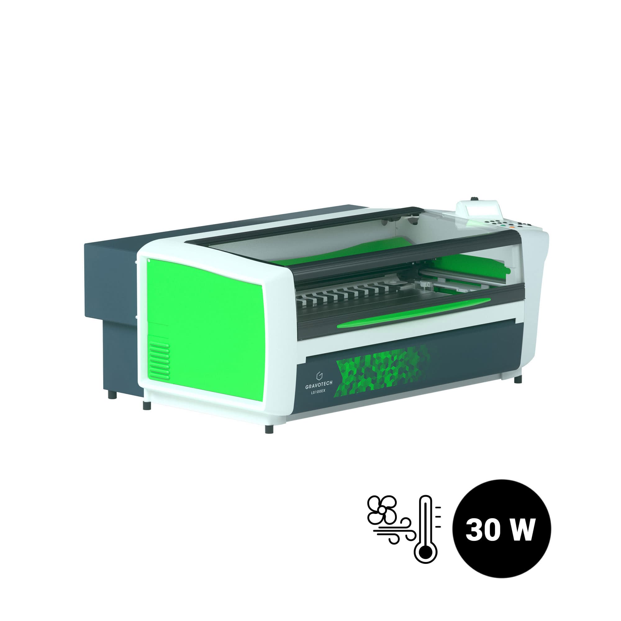 Gravotech LS100EX CO2 laserový gravírovací stroj, 30wattový CO2 laser s chlazením vzduchem