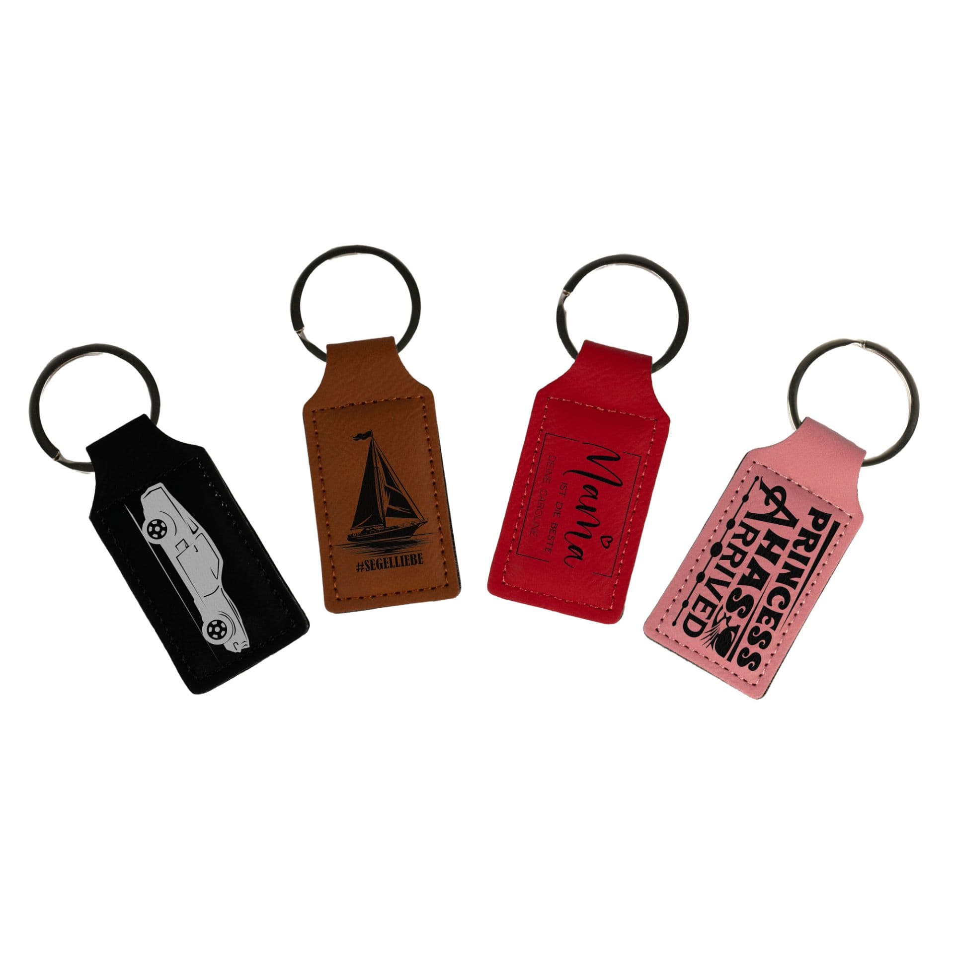 Laserový přívěsek na klíče obdélníkový z umělé kůže 35 x 68 mm, různé barvy