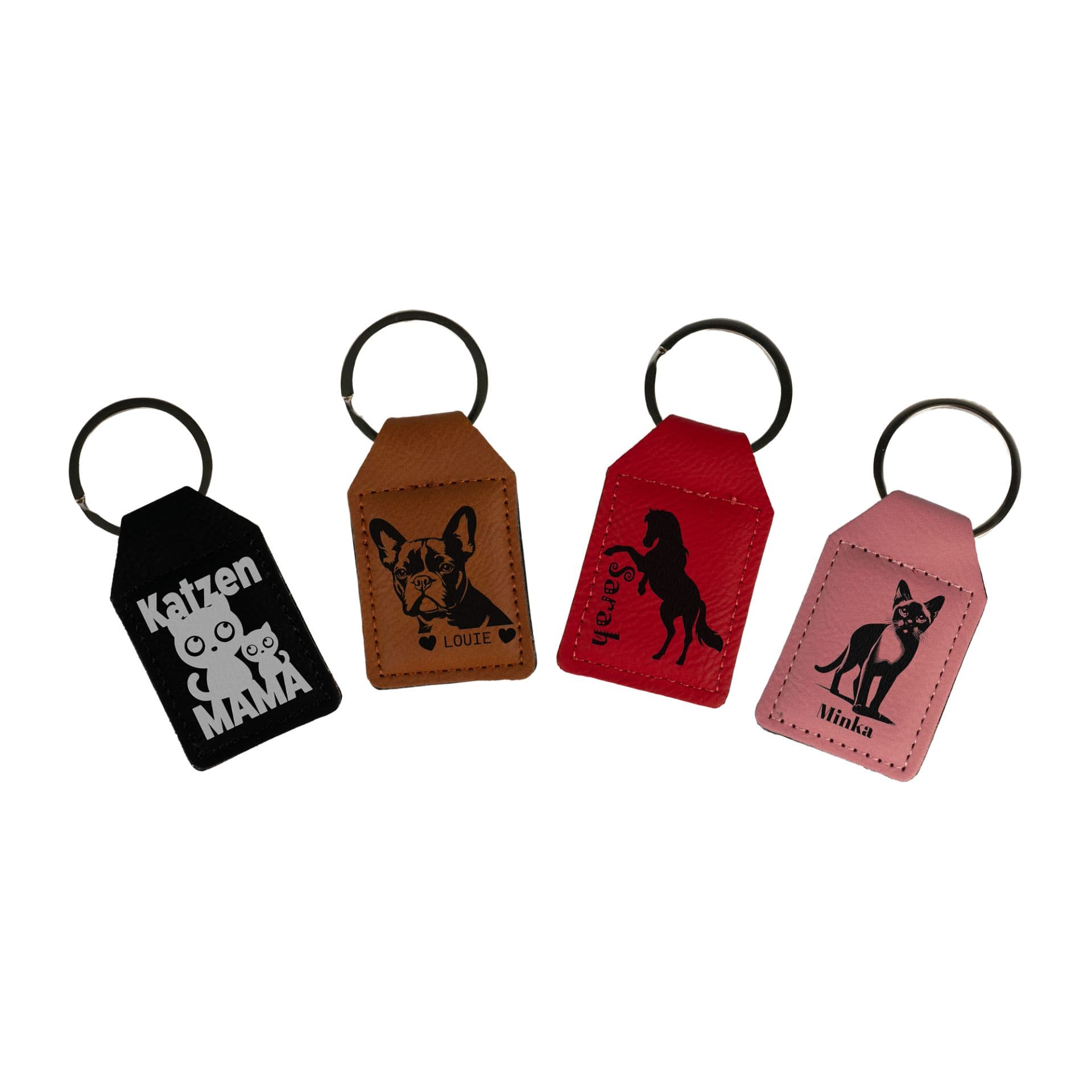 Laserový přívěsek na klíče obdélníkový z umělé kůže 39 x 62 mm, různé barvy