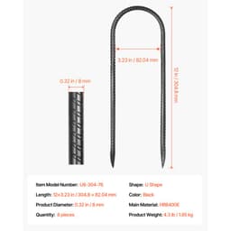 12palcové balení 8 kusů armovacích kolíků 304,8x82,04 mm, vysoce odolné pozinkované zemní kotvy ve tvaru U - miniatura 11